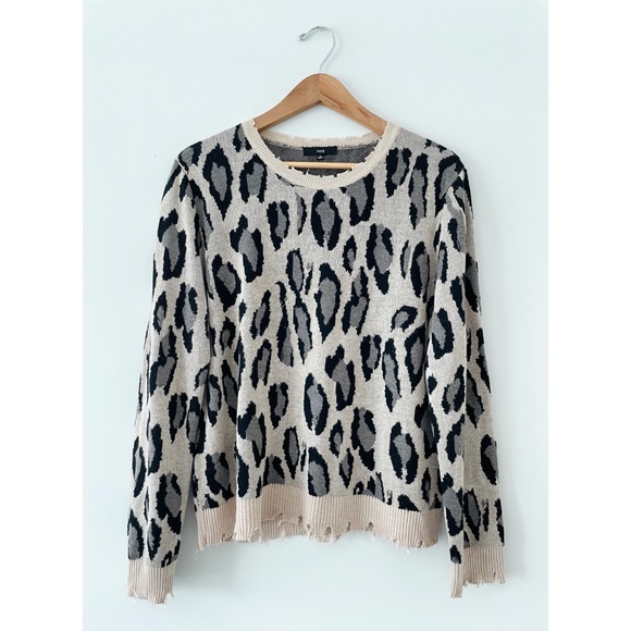 FATE 🌈 Distressed Leopard Print Sweater in Taupe & Black from Anthropologie - Picture 5 of 16